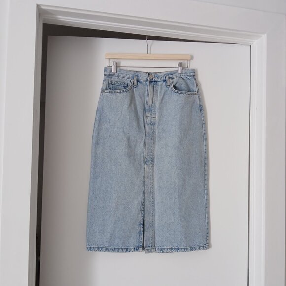 MANGO Denim Midi Skirt. - Picture 1 of 6